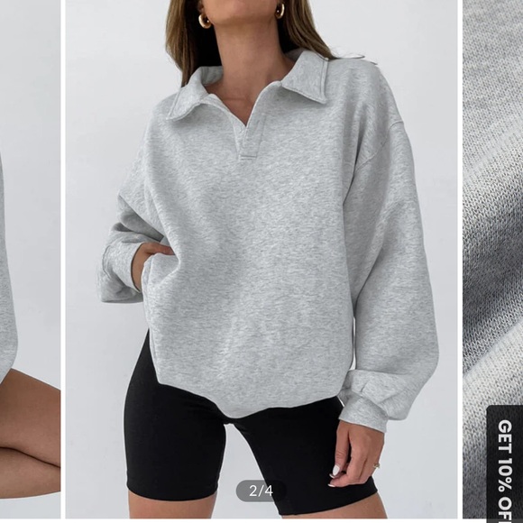 Minimalist Plain Polo Sweatshirt M - Picture 3 of 3